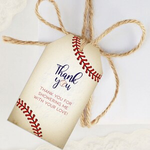 Vintage Baseball Favor Tags Template, Baseball Baby Shower Favor Tag, Editable Thank You Tags, Boy Baby Shower Gift Tags image 5
