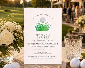 Golf Retirement Party Invitations: Classic Golfing Par-Tee (Instant Download)