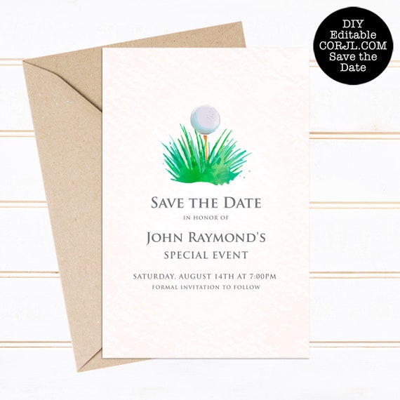 Editable Save the Date Cards, Golf Themed Save the Date, Event Template, Golfing Party Save the Date, Golf Save the Date, Corjl Template Il_570xn