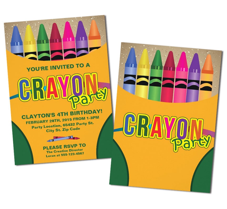 Crayon Birthday Invitation Party Invitations | Etsy