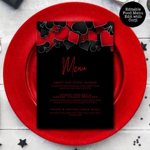 Vegas Themed Food Menu Signs, Casino Themed Dinner Menu, Food Menu, Dinner Menu, Editable Bar Signs, Instant Download, Printable Menu, Corjl