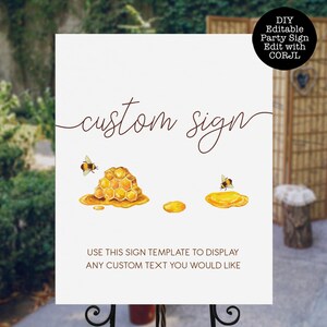 Bride to Bee Bridal Shower Custom Sign, Printable Custom Signs, Bridal Shower Sign, Editable Welcome Sign, Instant download, Hen Party Sign
