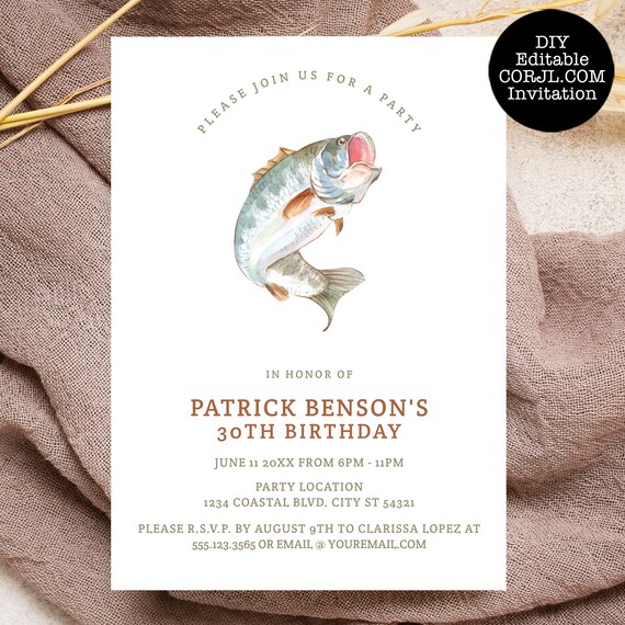 Gone Fishing Birthday Party Invitations, Fishing Themed Party ...