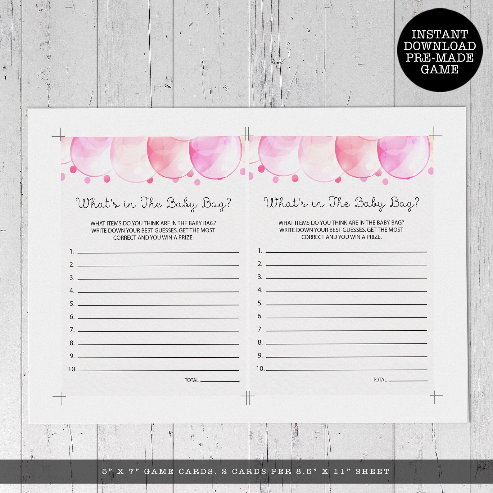 What's in the Bag Game Baby Shower Game Printable Game Etsy