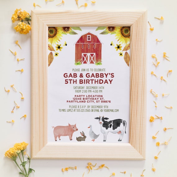 Petting Zoo Invitation, Farm Invitation, Farm Animals Invitation, Barnyard Invitation, Ranch Invitation, Printable Birthday Invitations Il_570xn