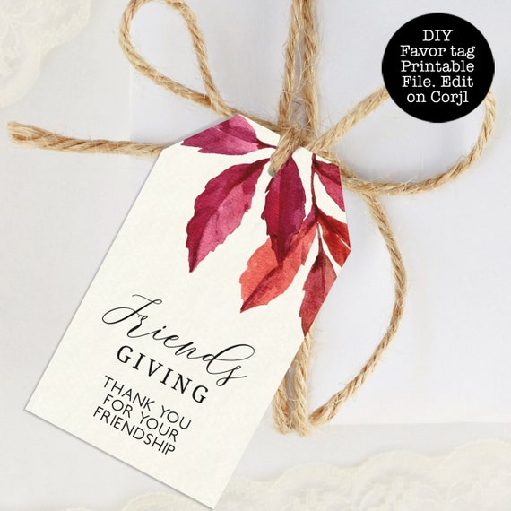 Fall Leaves Thank You Tags, Friendsgiving Favor Tags, Thanksgiving Gift Tags, Editable Favor Tags, Corjl Template, Red Leaves Thank You Tags Il_570xn