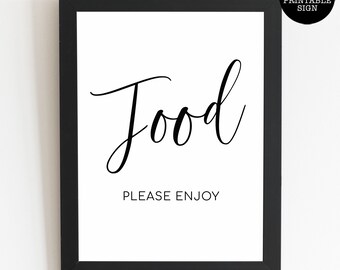 Black and White Food Sign, Bridal Shower Sign, Printable Signs, Instant Download, Food Table Sign, Instant Download, Wedding Sign,