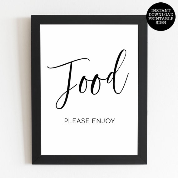 Black and White Food Sign, Bridal Shower Sign, Printable Signs, Instant Download, Food Table Sign, Instant Download, Wedding Sign, Il_570xn