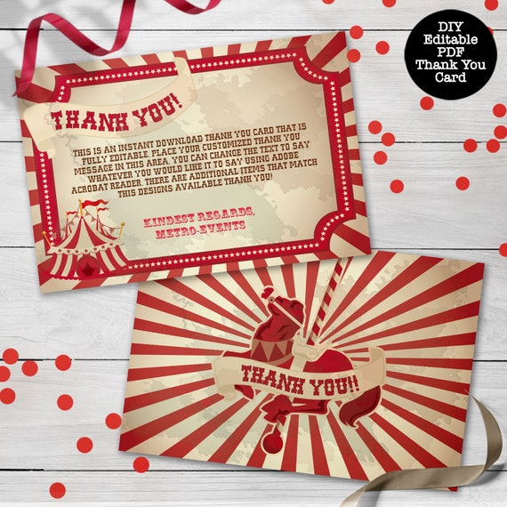 Circus Thank You Cards, Carnival Thank You Notes, Circus or Carnival Cards, Circus Thank You Notes, Carnival Thank You Notes Il_570xn