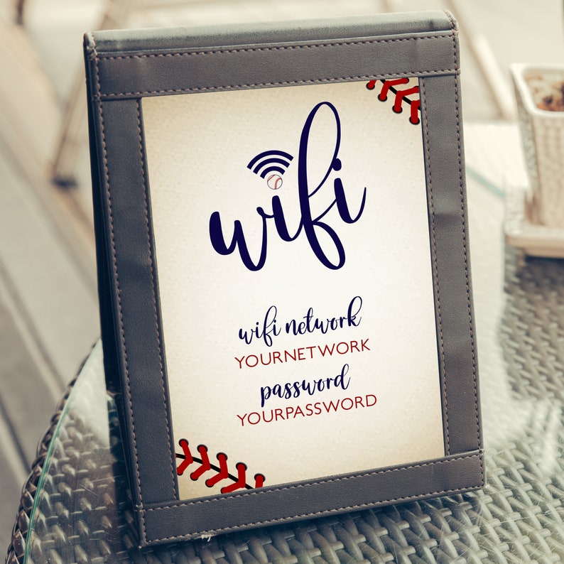 Vintage Baseball WiFi Password Sign, Editable WiFi Sign Template, Instant Download, Corjl Template, Printable Wifi Sign, Custom Wifi Sign image 6