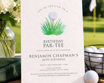 Golf Birthday Invitation Editable Template, Golf Party Invitation, Golf Theme Birthday Invite, Golf Tournament Party, Adult Birthday