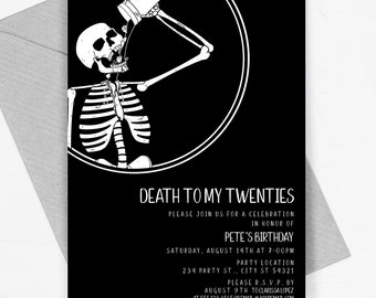 Printable Death to 20s Invites Editable Death to my 20s Invitations RIP 20s Adios to my 20s Death to Youth Corjl Template, Instant Download