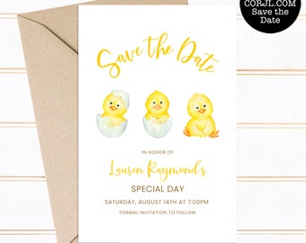 Editable Save the Date Cards, Baby Chick Save the Date, Barnyard Event Template, Country Chick Save the Date, Save the Date, Corjl Template