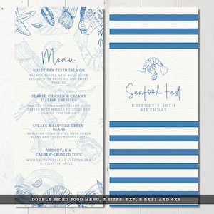 Beach Themed Food Menu, Seafood Menu, Ocean Themed Menu, Dinner Menu ...