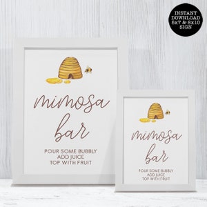Bee Mimosa Sign, Bridal Shower Sign, Printable Sign, Instant Download,Honey Bee Mimosa Sign, Bar Table Sign, Bee Bridal Shower, Bumble Bee