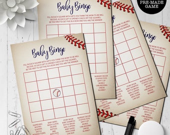 Baby Shower Bingo Game, Baseball Baby Shower, Sports Baby Shower Games, Instant Download, Baby Shower Bingo, Printable Games, Pre-made Games