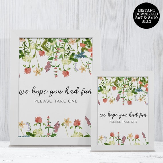 Botanical Floral Please Take One Sign, Printable Sign, Bridal Shower Sign, Instant Download, Wildflower Sign, Sign Template, Favors sign Il_570xn