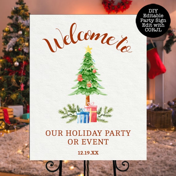 Christmas Welcome Signs, Printable Welcome Sign, Corjl Template ...
