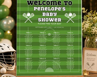 Lacrosse Baby Shower Seating Chart, Sports Theme Seating Sign, Editable Find Your Seat Poster, Printable Party Decor, Corjl Template