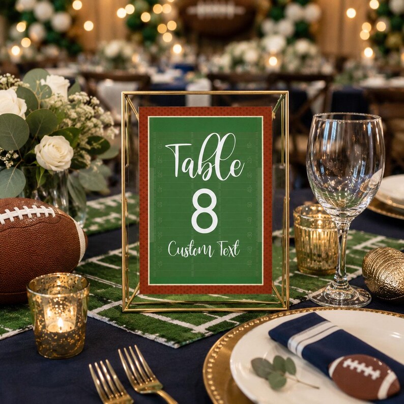 Football Table Numbers, Editable Football Baby Shower Table Numbers, Sports Party Table Numbers image 5