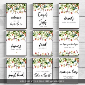 Wildflower Boho Watercolor baby Shower signs - Customizable Corjl Template for DIY Printing. Unique Floral Design with Personalized Details.