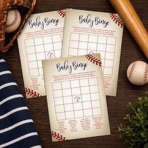 Baseball Baby Shower Bingo Game Printable, Baseball Baby Shower Games, Sports Theme Baby Shower Activity, Editable Bingo Card