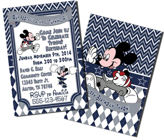 mickey mouse football birthday invitations mickey mouse invitations