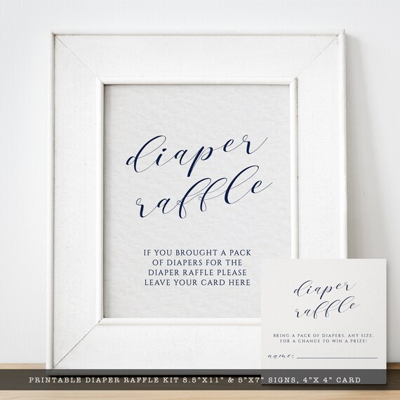 Diaper Raffle Sign, Navy Blue Signs, Instant Download, Baby Shower Signs, Baby Shower Raffle Sign, Printable Shower Sign, Boy Baby Shower Il_570xn