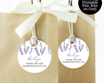 Lavender Favor Tags: Editable Printable Gift Tags (Corjl Template)