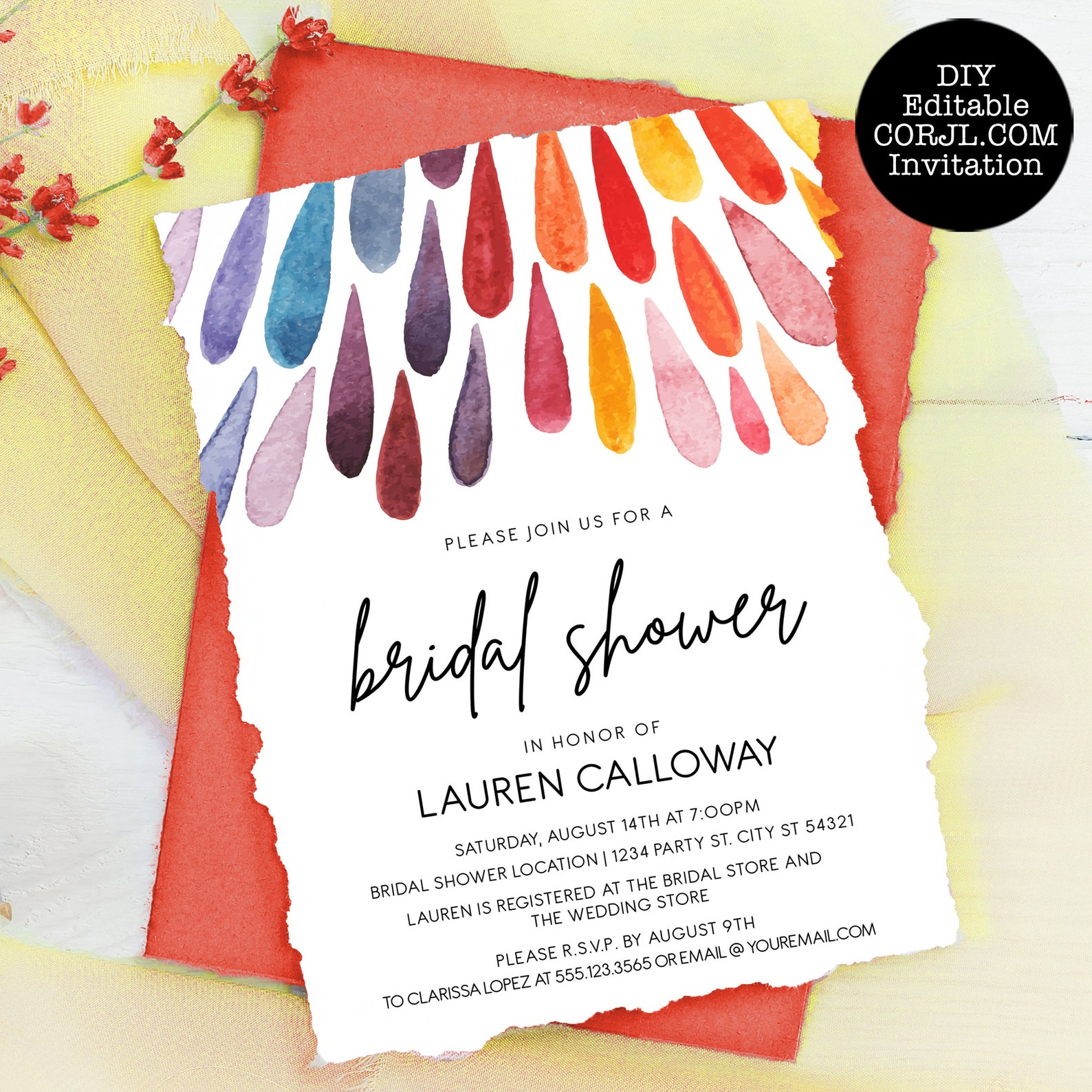 Rainbow Bridal Shower Invitation Rainbow Bridal Rainbow Etsy