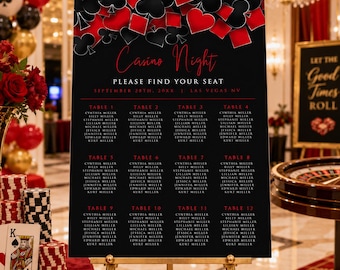 Casino Seating Chart Sign, Editable Poker Party Seating Sign, Vegas Party Seating Chart, Las Vegas Event Sign, Casino Night Poster
