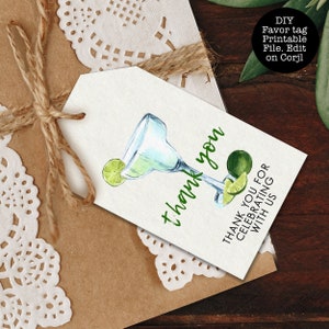 Margarita Favor Tag, Fiesta Themed Gift Tag, Favor Tags, Printable Thank You Tag, Gift Tag, Mexican Favor Tag, Corjl Template, Cinco De Mayo