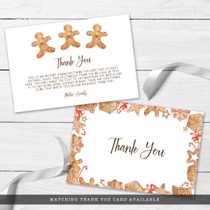 Nothing brings us together like baked goods, this holiday thank you card is a perfect addition to customizing the cookies exchanged at Christmas time. Designed By MetroEvents.