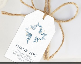 Baptism Favor Tags, Religious Favor Tags, Christening Tags, Printable Thank You Tag, Gift Tag Template, Baptism Gift Tag, Cross Favor tags