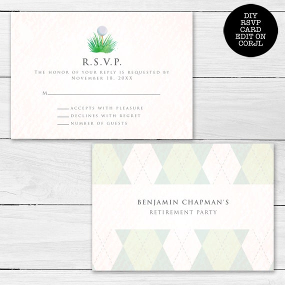 Golf rsvp card, Golf Themed RSVP Card, RSVP Card Template, Golfing RSVP card, Instant Download, Corjl Template, Printable Golf Rsvp Cards Il_570xn