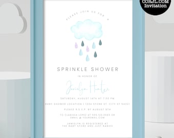 Rain Cloud Baby Shower Invitation, Country Baby Shower Invitation, Sprinkle Shower Invitations, Instant Download Invitations, Corjl Invite