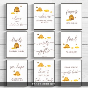 Bride to Bee Bridal Shower Sign Kit, 10 Printable Wedding Signs, Bee Themed Party Signs, Printable Signs, Bumble Bee Sign, NOT Editable