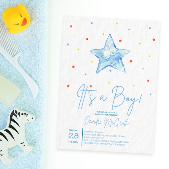 Baby Boy Baby Shower Invitations | Printable Baby Shower Invitations | Blue Baby Shower Invitations Il_570xn