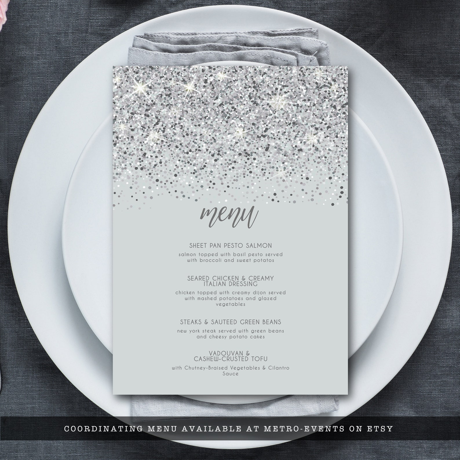 Silver Glitter Drink Menu Signs Drink Menu Template Drink Etsy