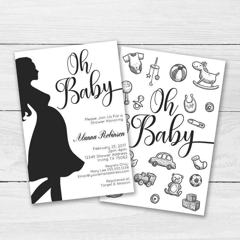Oh Baby Shower Invitation Baby Shower Invitation Modern Baby Etsy