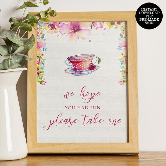Garden Tea Party We Hope You Had Fun Sign, Bridal Shower Sign, Printable Sign, Instant Download, Floral Favor Sign, Bridal Brunch Decor Il_570xn