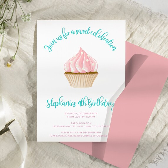 Cupcake Birthday Invitation: Sweet Celebration (Instant Download)