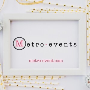 May include: White frame with a pink "M" in a circle and the text "Metro - events" and "metro-event.com" on a white background.
