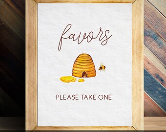 Honey Bee Themed Favor Sign, Bridal Shower Sign, Printable Sign, Instant Download, Bee Favor Sign, Bar Table Sign, Bee Bridal Shower