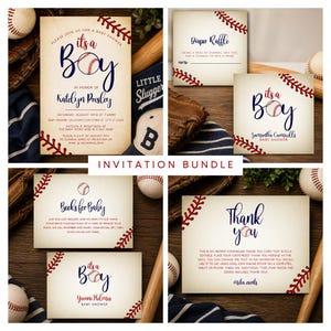 Vintage honkbal babyshower uitnodigingsbundel, honkbal babyshower spelletjes, bewerkbare jongen babyshower uitnodigingskit, decor sport babyshower