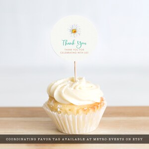Rustic Bicycle and Daisy-Themed Bridal Shower Cupcake Toppers. This whimsical design is created with a vintage teal green bicycle with daisy accents and a yellow canary. Designed By MetroEvents.