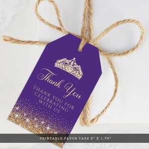 Purple and Gold Glitter Favor Tags, Purple Glitter Tags, Purple Glitter Favor Tag, Printable Thank You Tag, Purple Gift Tag, Purple Gift Tag image 4