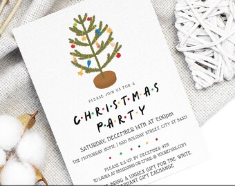 Christmas Party Invitations, Christmas Tree Printable Editable Template, Edit with CORJL, Printable Invitation, Holiday Party Invitations