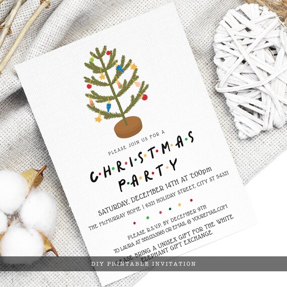 Christmas Party Invitations, Christmas Tree Printable Editable Template, Edit with CORJL, Printable Invitation, Holiday Party Invitations Il_570xn