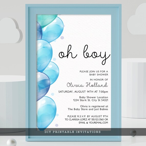 oh boy baby shower invitations